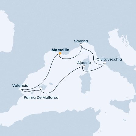 Francúzsko, Taliansko, Španielsko z Marseille na lodi Costa Diadema