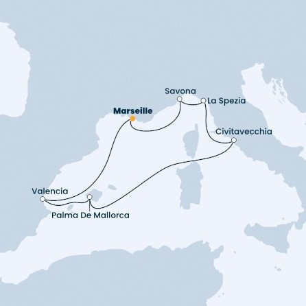 Francúzsko, Taliansko, Španielsko z Marseille na lodi Costa Diadema
