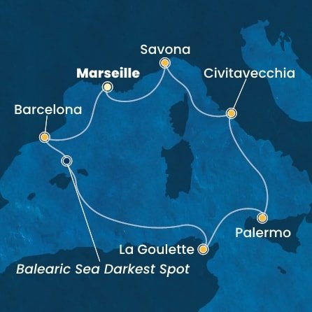 Francúzsko, Španielsko, Tunisko, Taliansko z Marseille na lodi Costa Toscana
