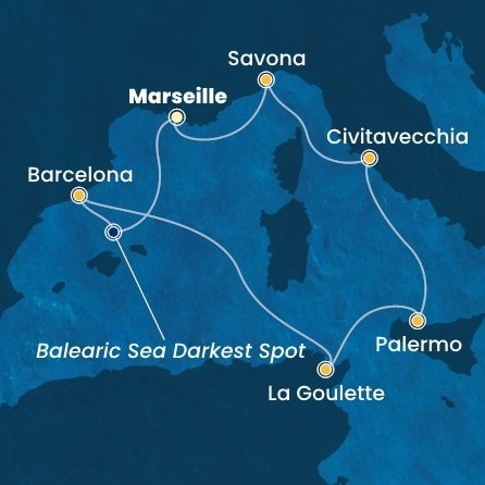 Francúzsko, Španielsko, Tunisko, Taliansko z Marseille na lodi Costa Pacifica