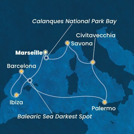 Francúzsko, Španielsko, Taliansko z Marseille na lodi Costa Smeralda
