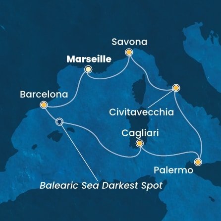 Francúzsko, Španielsko, Taliansko z Marseille na lodi Costa Smeralda