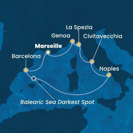 Francúzsko, Španielsko, Taliansko z Marseille na lodi Costa Toscana