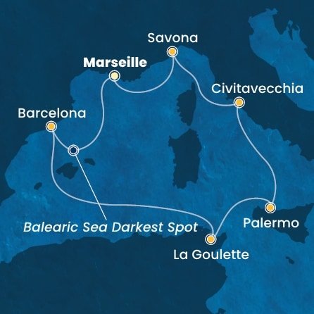 Francúzsko, Španielsko, Tunisko, Taliansko z Marseille na lodi Costa Pacifica