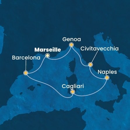 Francúzsko, Španielsko, Taliansko z Marseille na lodi Costa Toscana