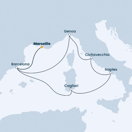 Francúzsko, Španielsko, Taliansko z Marseille na lodi Costa Toscana