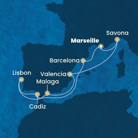 Francúzsko, Španielsko, Portugalsko, Taliansko z Marseille na lodi Costa Pacifica