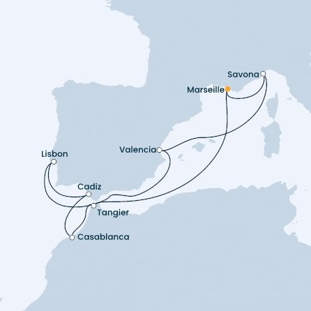 Francúzsko, Maroko, Španielsko, Portugalsko, Taliansko z Marseille na lodi Costa Fascinosa