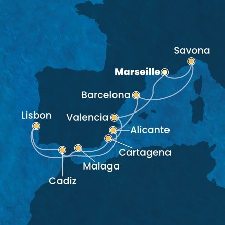 Francúzsko, Španielsko, Portugalsko, Taliansko z Marseille na lodi Costa Favolosa
