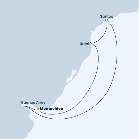 Uruguaj, Argentína, Brazília z Montevidea na lodi Costa Favolosa