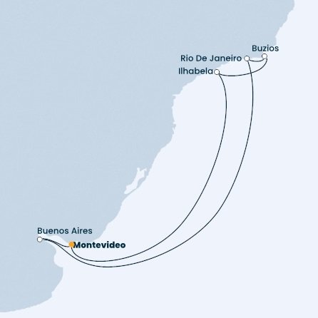 Uruguaj, Argentína, Brazília z Montevidea na lodi Costa Fortuna