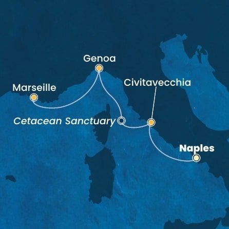 Taliansko, Francúzsko z Neapolu na lodi Costa Smeralda