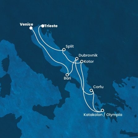 Taliansko, Chorvátsko, Grécko, Čierna Hora na lodi Costa Deliziosa