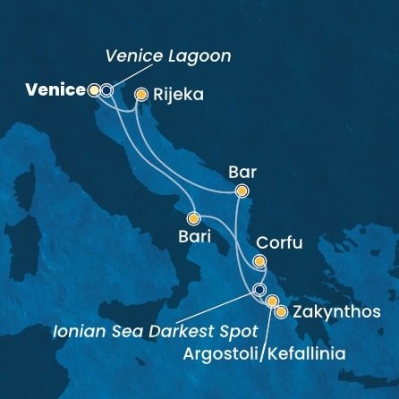 Taliansko, Grécko, Čierna Hora, Chorvátsko z Marghery na lodi Costa Deliziosa