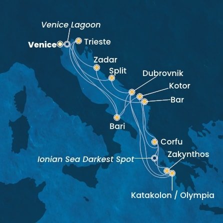 Taliansko, Chorvátsko, Grécko, Čierna Hora z Marghery na lodi Costa Deliziosa