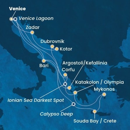 Taliansko, Grécko, Chorvátsko, Čierna Hora z Marghery na lodi Costa Deliziosa