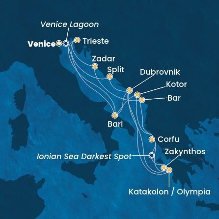 Taliansko, Chorvátsko, Grécko, Čierna Hora z Marghery na lodi Costa Deliziosa