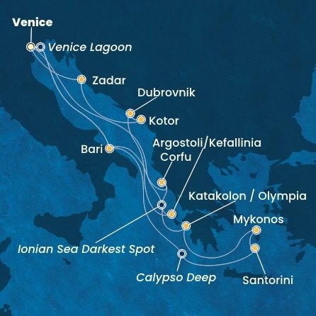 Taliansko, Grécko, Chorvátsko, Čierna Hora z Marghery na lodi Costa Deliziosa