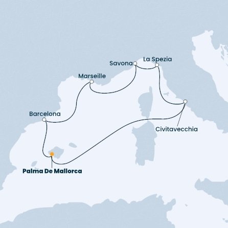 Španielsko, Francúzsko, Taliansko z Palmy de Mallorca na lodi Costa Diadema