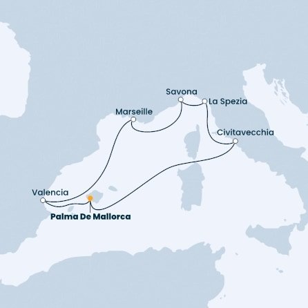 Španielsko, Francúzsko, Taliansko z Palmy de Mallorca na lodi Costa Diadema