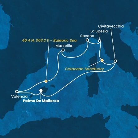 Španielsko, , Francúzsko, Taliansko z Palmy de Mallorca na lodi Costa Pacifica