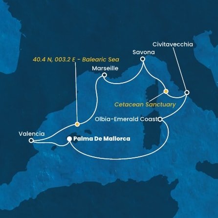 Španielsko, , Francúzsko, Taliansko z Palmy de Mallorca na lodi Costa Pacifica