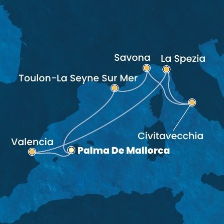 Španielsko, Taliansko, Francúzsko z Palmy de Mallorca na lodi Costa Pacifica