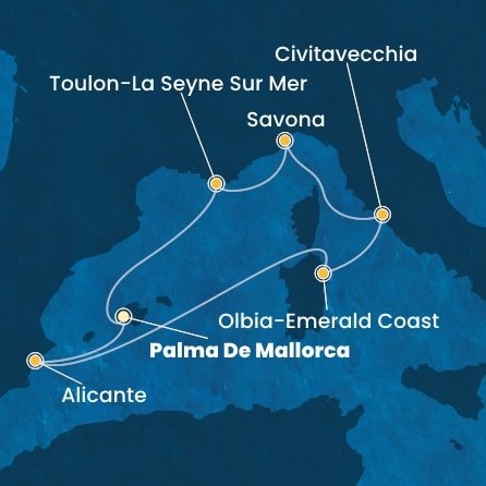 Španielsko, Taliansko, Francúzsko z Palmy de Mallorca na lodi Costa Pacifica