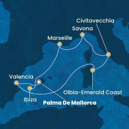 Španielsko, Taliansko, Francúzsko z Palmy de Mallorca na lodi Costa Pacifica