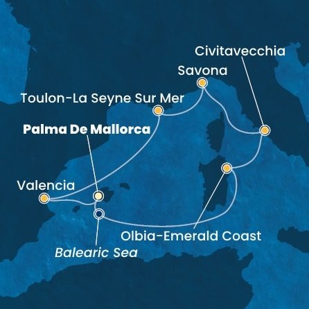 Španielsko, Taliansko, Francúzsko z Palmy de Mallorca na lodi Costa Pacifica