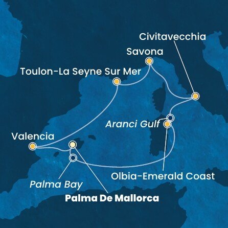 Španielsko, Taliansko, Francúzsko z Palmy de Mallorca na lodi Costa Pacifica
