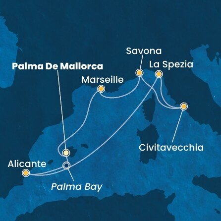 Španielsko, Taliansko, Francúzsko z Palmy de Mallorca na lodi Costa Pacifica