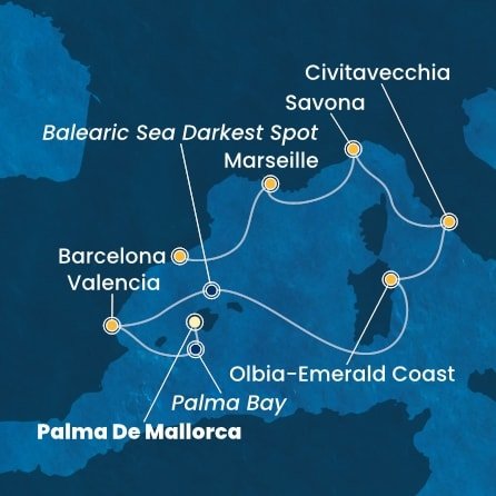 Španielsko, Taliansko, Francúzsko z Palmy de Mallorca na lodi Costa Pacifica