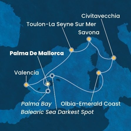 Španielsko, Taliansko, Francúzsko z Palmy de Mallorca na lodi Costa Pacifica