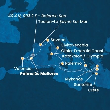 Španielsko, Grécko, Taliansko, Francúzsko z Palmy de Mallorca na lodi Costa Pacifica
