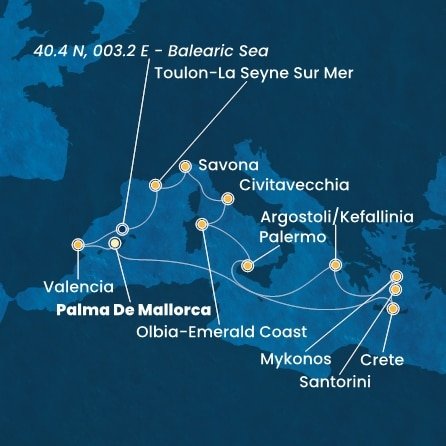 Španielsko, Grécko, Taliansko, Francúzsko z Palmy de Mallorca na lodi Costa Pacifica