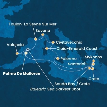 Španielsko, Grécko, Taliansko, Francúzsko z Palmy de Mallorca na lodi Costa Pacifica