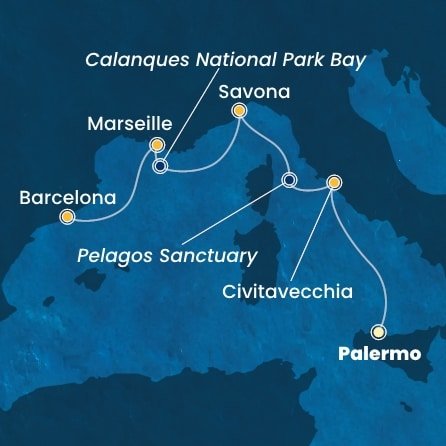Taliansko, Francúzsko, Španielsko z Palerma na lodi Costa Toscana