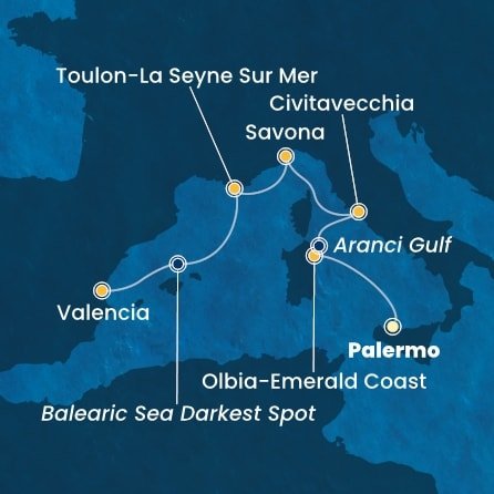 Taliansko, Francúzsko, Španielsko z Palerma na lodi Costa Pacifica
