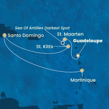Guadeloupe, Svatý Martin, Svätý Krištof a Nevis, Dominikánska republika, Martinik z Pointe-à-Pitre na lodi Costa Fascinosa