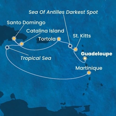 Guadeloupe, Svätý Krištof a Nevis, Britské Panenské ostrovy, Dominikánska republika, Martinik z Pointe-à-Pitre na lodi Costa Fascinosa Guadeloupe, Svätý Krištof a Nevis, Britské Panenské ostrovy, Dominikánska republika, Martinik z Pointe-à-Pitre na lodi Costa Fascinosa