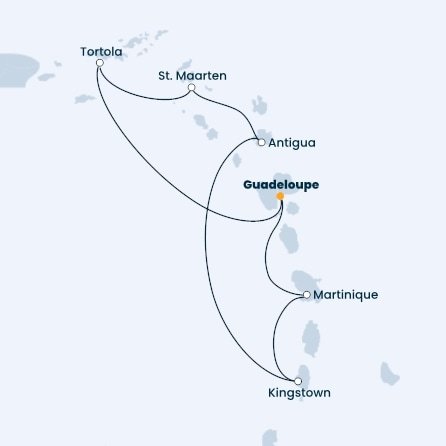 Guadeloupe, Britské Panenské ostrovy, Svatý Martin, Antigua a Barbuda, Svätý Vincent a Grenadiny, Martinik z Pointe-à-Pitre na lodi Costa Fascinosa
