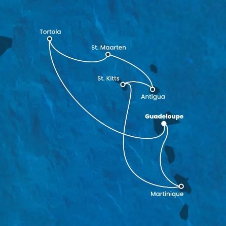 Guadeloupe, Britské Panenské ostrovy, Svatý Martin, Antigua a Barbuda, Svätý Krištof a Nevis, Martinik z Pointe-à-Pitre na lodi Costa Fortuna