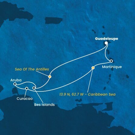 Guadeloupe, , Bonaire, Aruba, Curacao, Martinik z Pointe-à-Pitre na lodi Costa Fortuna
