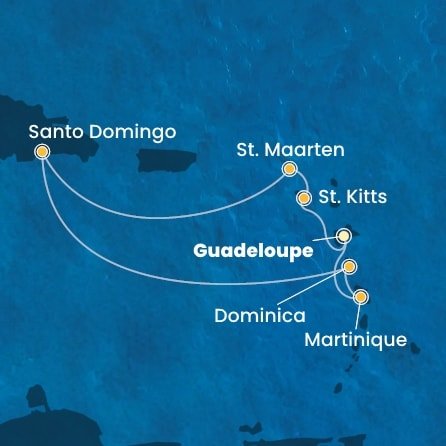 Guadeloupe, Svätý Krištof a Nevis, Svatý Martin, Dominikánska republika, Dominika, Martinik z Pointe-à-Pitre na lodi Costa Favolosa