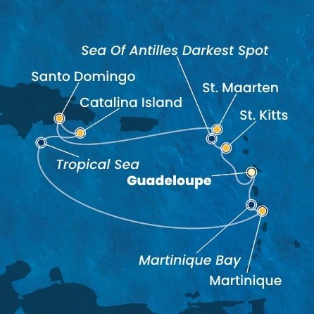 Guadeloupe, Svätý Krištof a Nevis, Svatý Martin, Dominikánska republika, Martinik z Pointe-à-Pitre na lodi Costa Fascinosa
