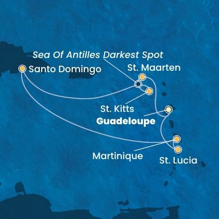 Guadeloupe, Svatý Martin, Svätý Krištof a Nevis, Dominikánska republika, Martinik, Svätá Lucia z Pointe-à-Pitre na lodi Costa Fascinosa