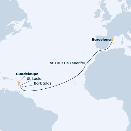 Guadeloupe, Svätá Lucia, Barbados, Španielsko z Pointe-à-Pitre na lodi Costa Fascinosa