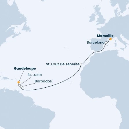 Guadeloupe, Svätá Lucia, Barbados, Španielsko, Francúzsko z Pointe-à-Pitre na lodi Costa Fascinosa