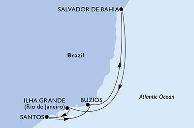 Brazília zo Salvadoru na lodi MSC Virtuosa